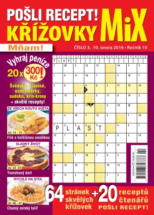 Pošli recept Křížovky MiX 3/2016