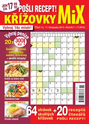 Pošli recept Křížovky MiX 12/2015